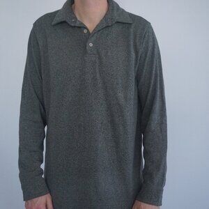 Classic Men's Long Sleeve Polo Shirt in Charcoal